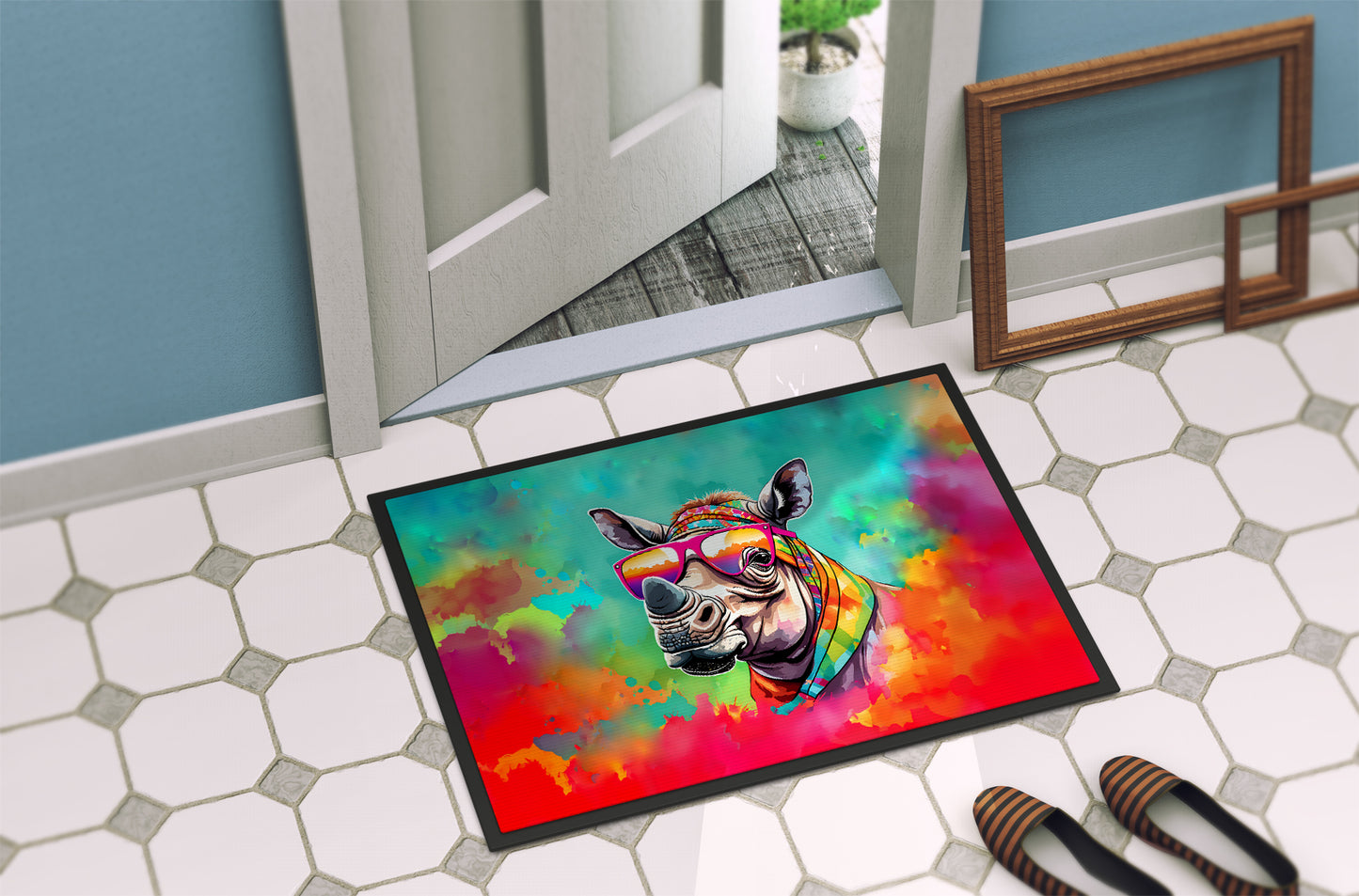 Hippie Animal Rhinoceros Doormat