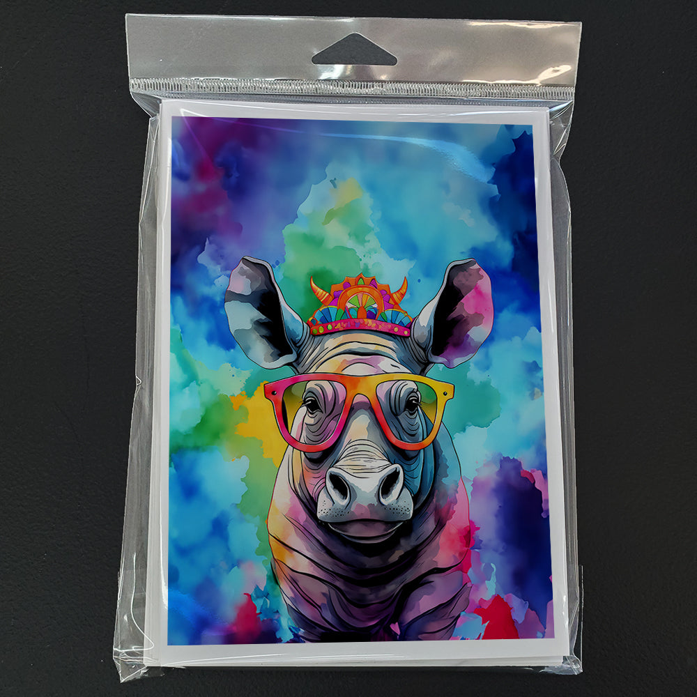 Hippie Animal Rhinoceros Greeting Cards Pack of 8