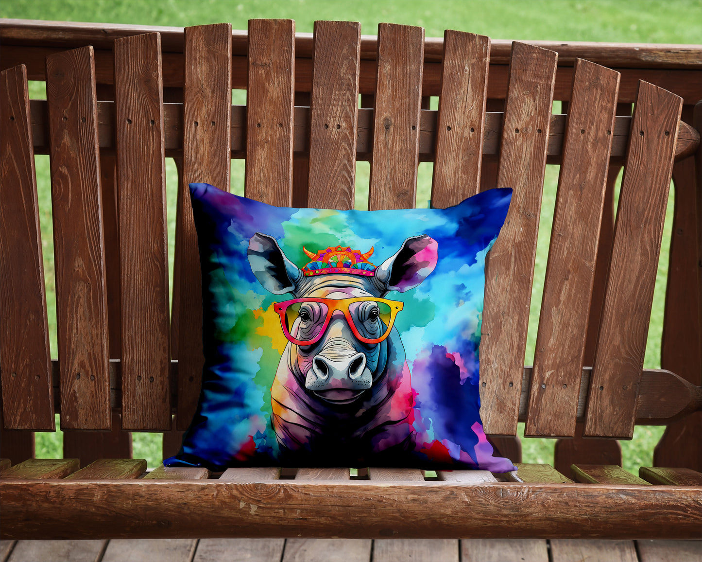 Hippie Animal Rhinoceros Throw Pillow