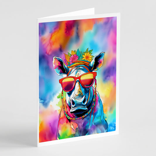 Buy this Hippie Animal Rhinoceros Greeting Cards Pack of 8