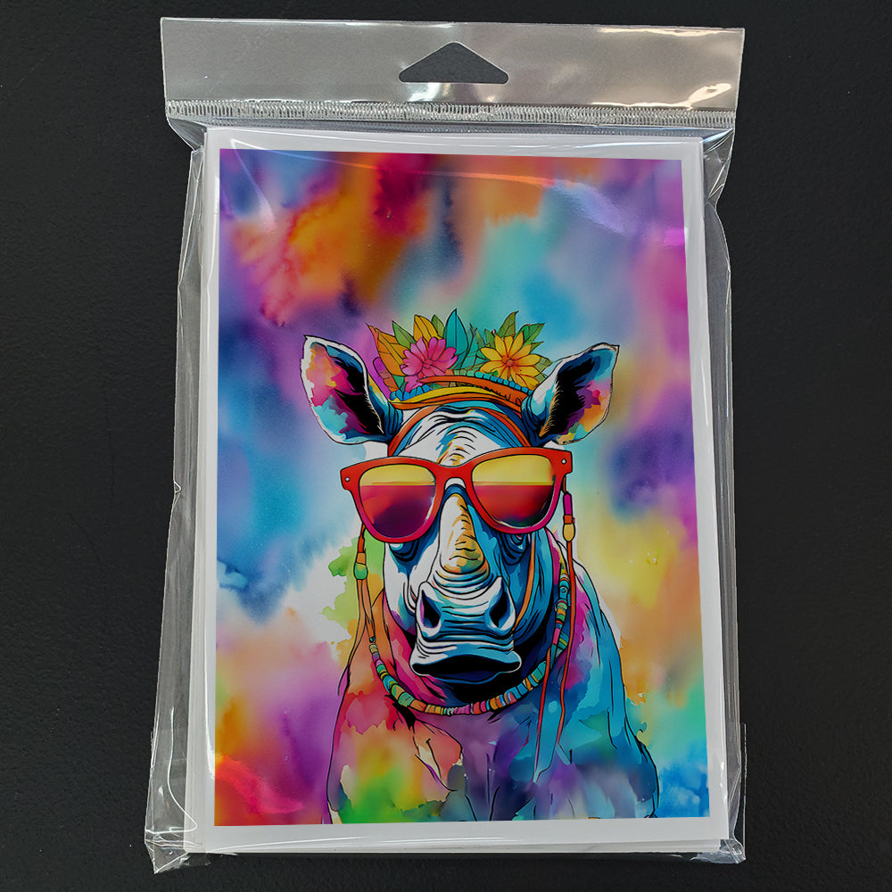 Hippie Animal Rhinoceros Greeting Cards Pack of 8