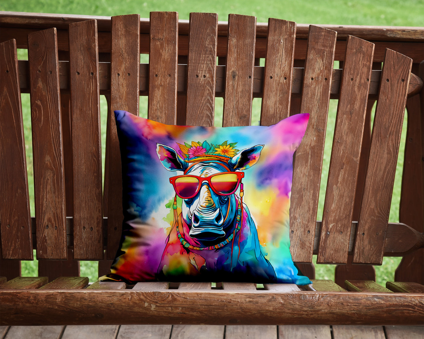 Hippie Animal Rhinoceros Throw Pillow