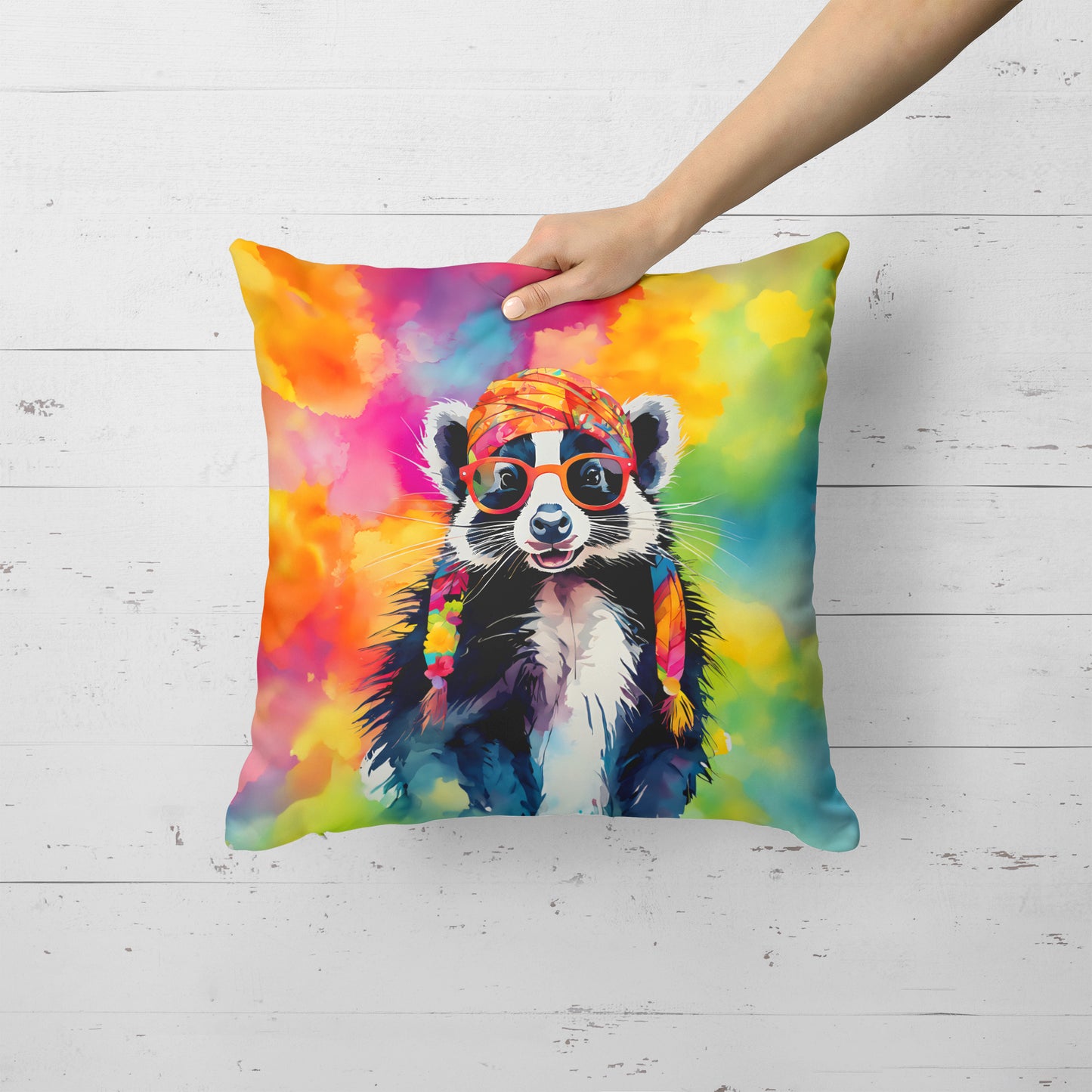 Hippie Animal Skunk Throw Pillow