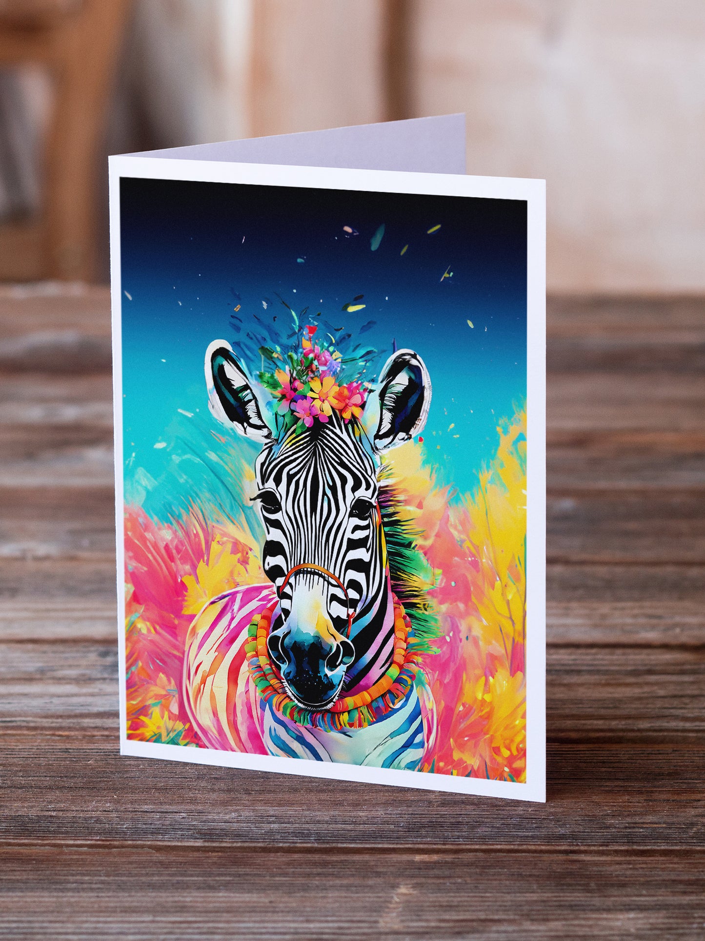 Hippie Animal Zebra Greeting Cards Pack of 8