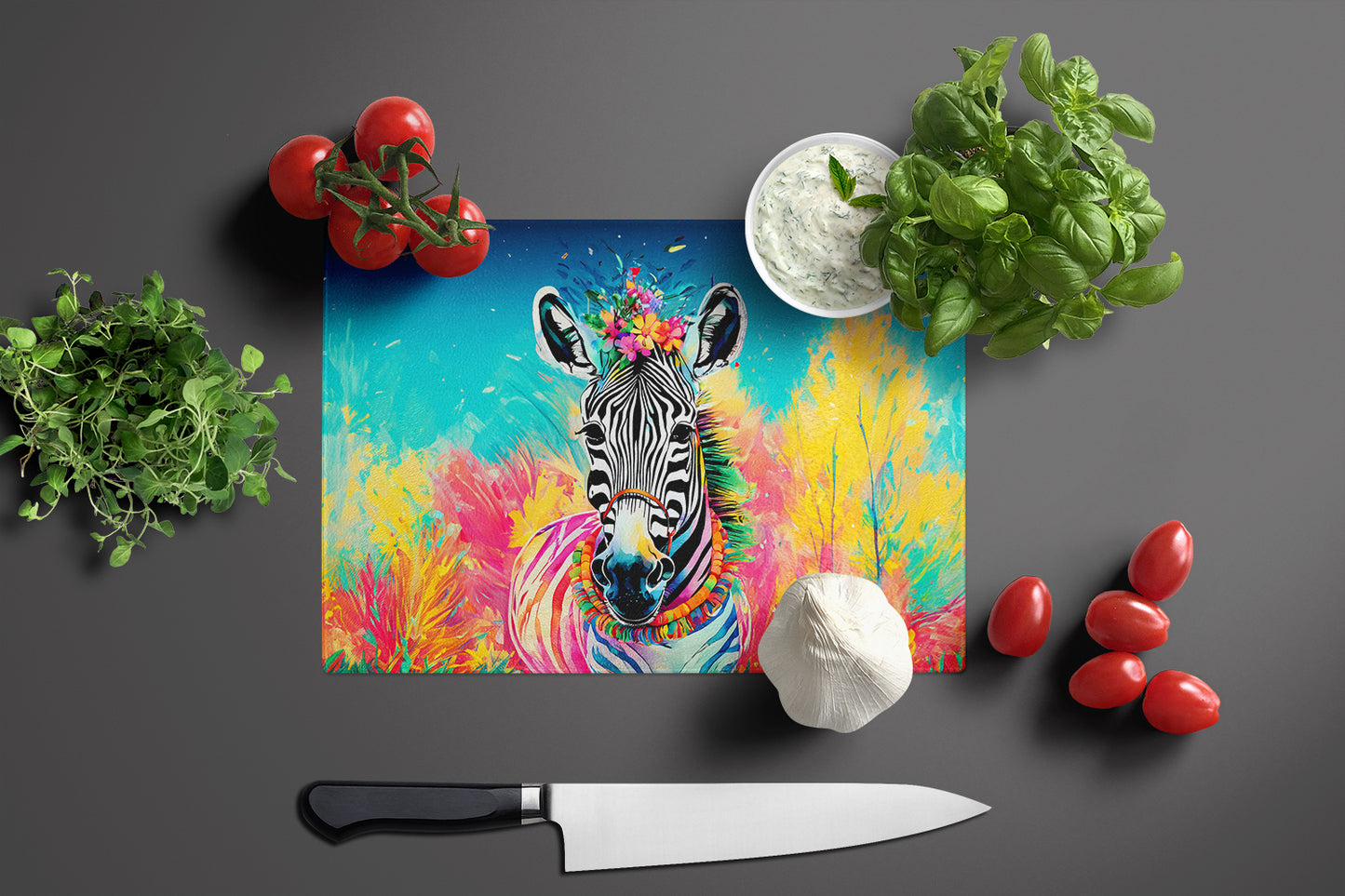 Hippie Animal Zebra Glass Cutting Board