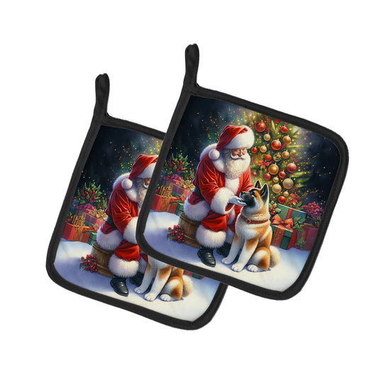 Buy this Akita and Santa Claus Pair of Pot Holders