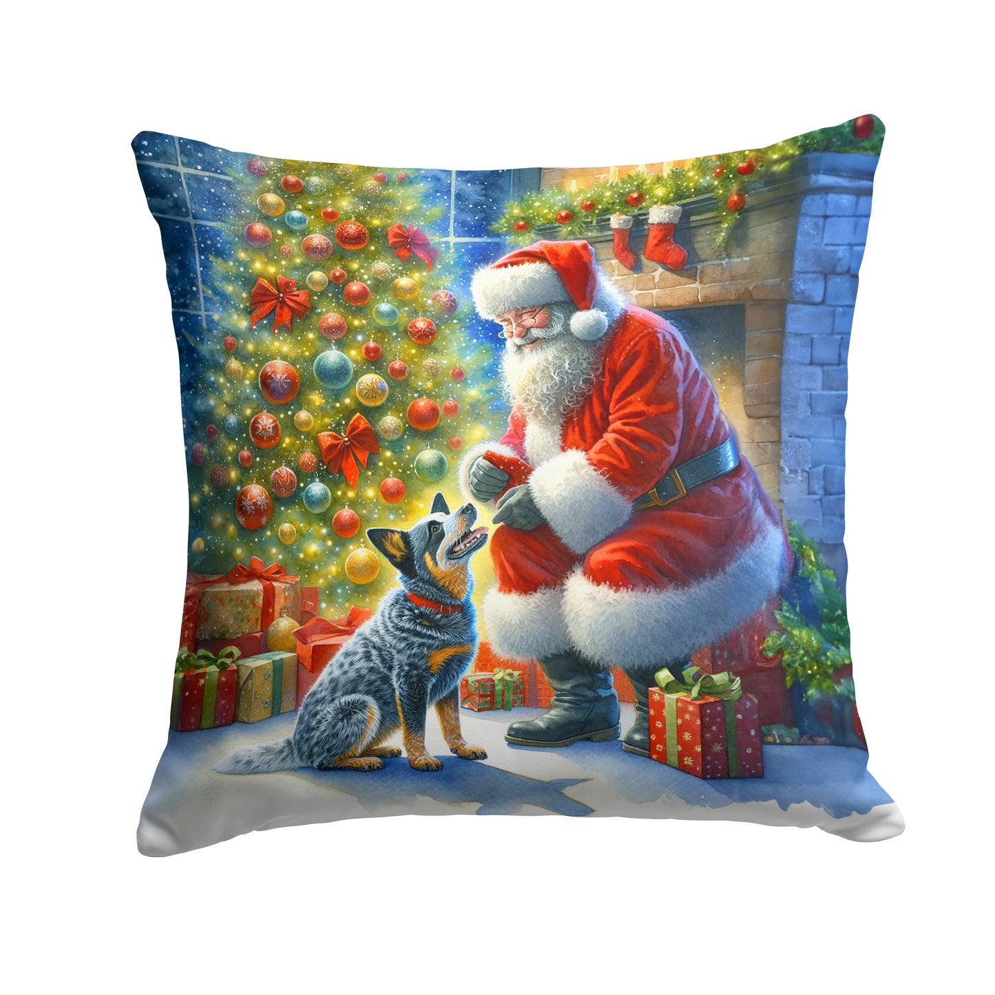 Buy this Australian Cattle Dog and Santa Claus Throw Pillow