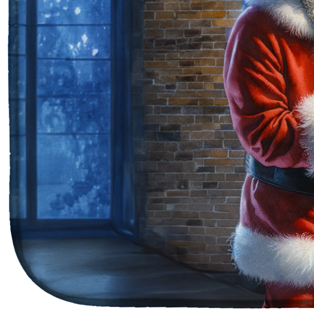 Bedlington Terrier and Santa Claus Dish Drying Mat