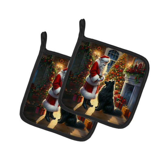 Buy this Belgian Sheepdog and Santa Claus Pair of Pot Holders