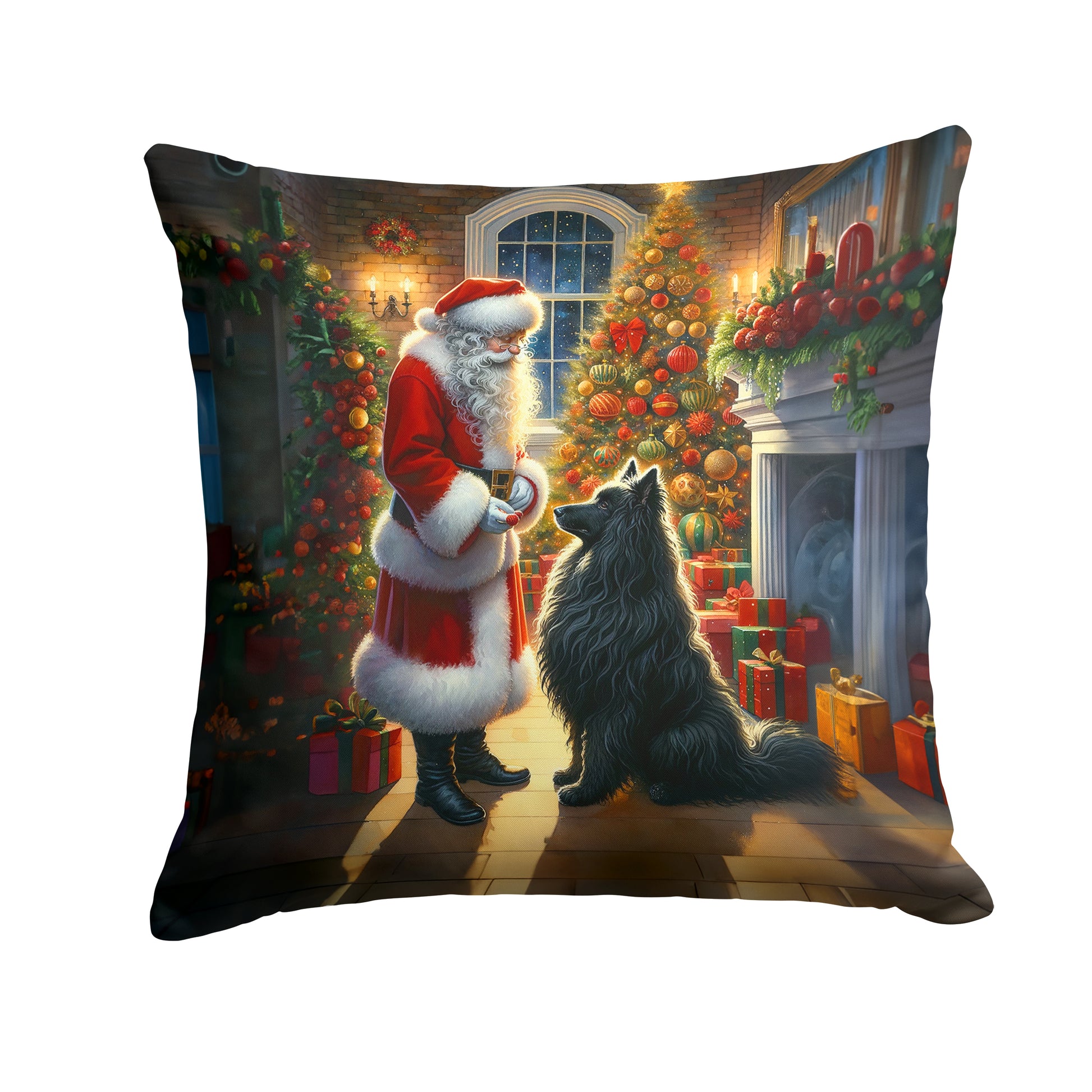 Buy this Belgian Sheepdog and Santa Claus Throw Pillow