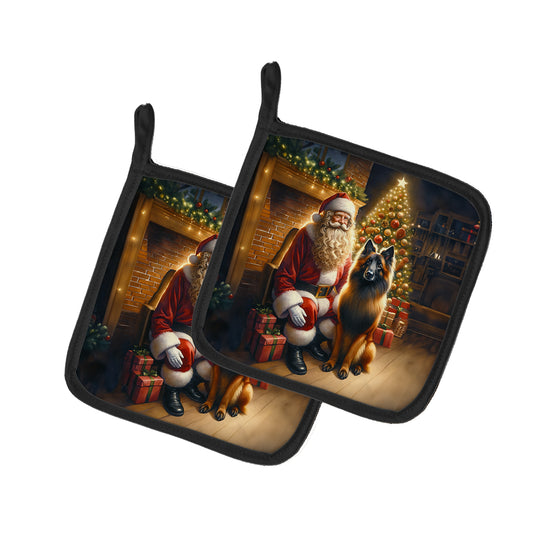 Buy this Belgian Tervuren and Santa Claus Pair of Pot Holders