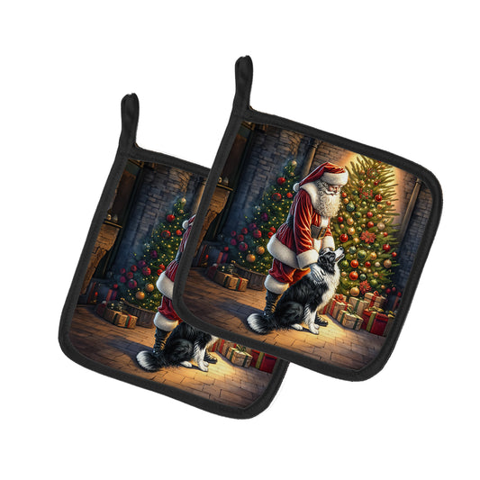 Buy this Border Collie and Santa Claus Pair of Pot Holders