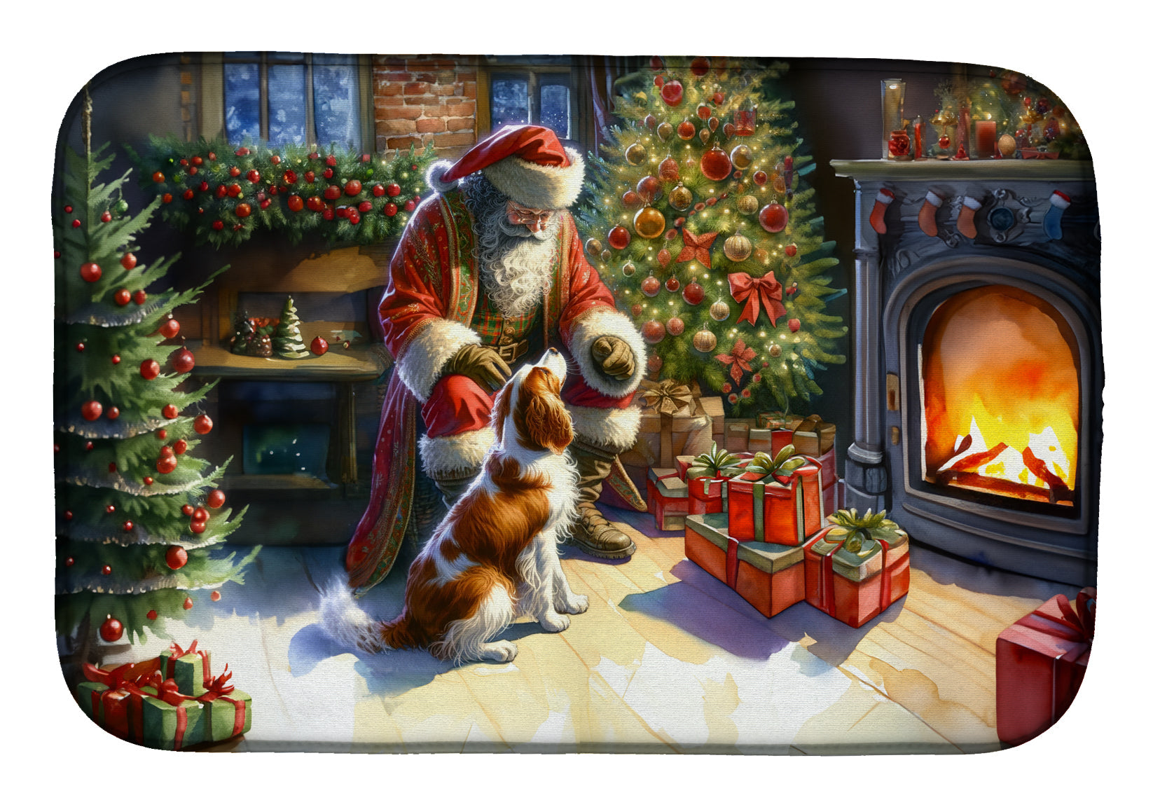 Buy this Brittany and Santa Claus Dish Drying Mat