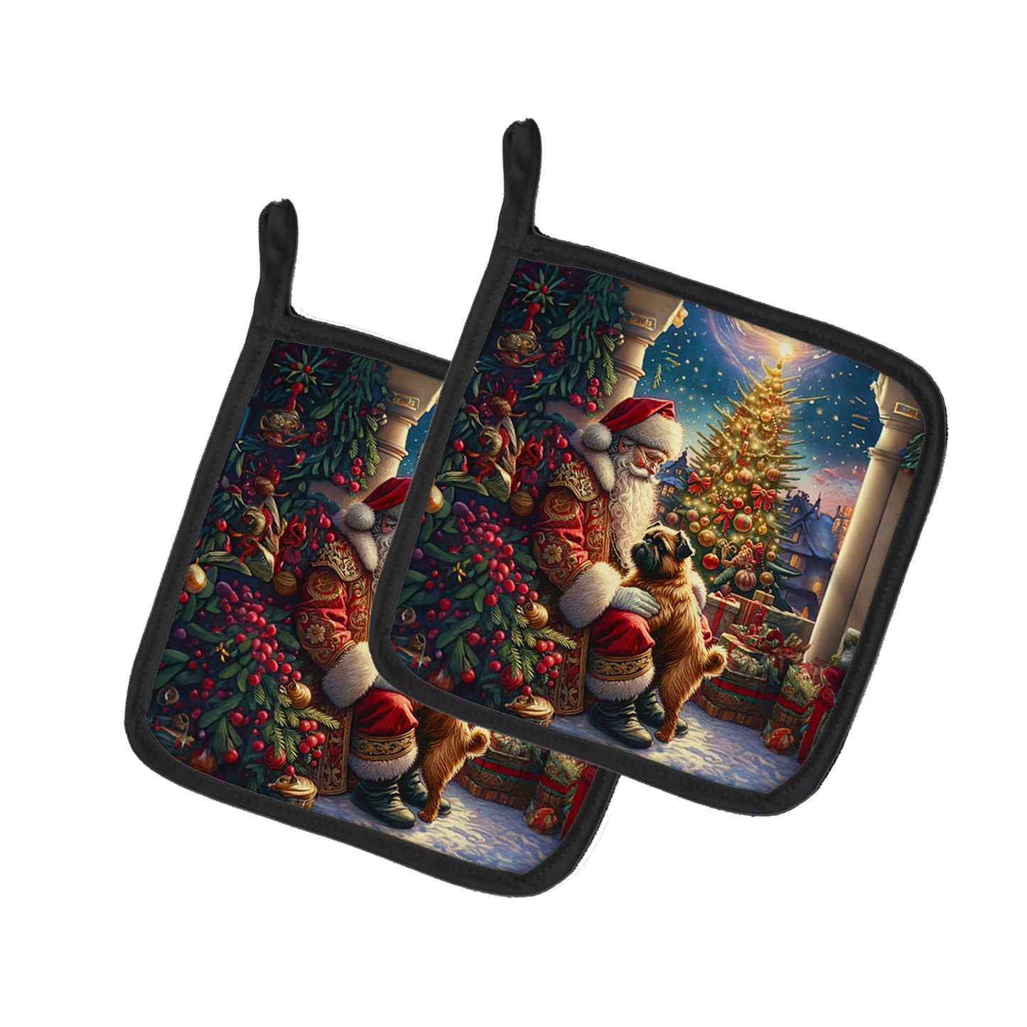 Buy this Brussels Griffon and Santa Claus Pair of Pot Holders