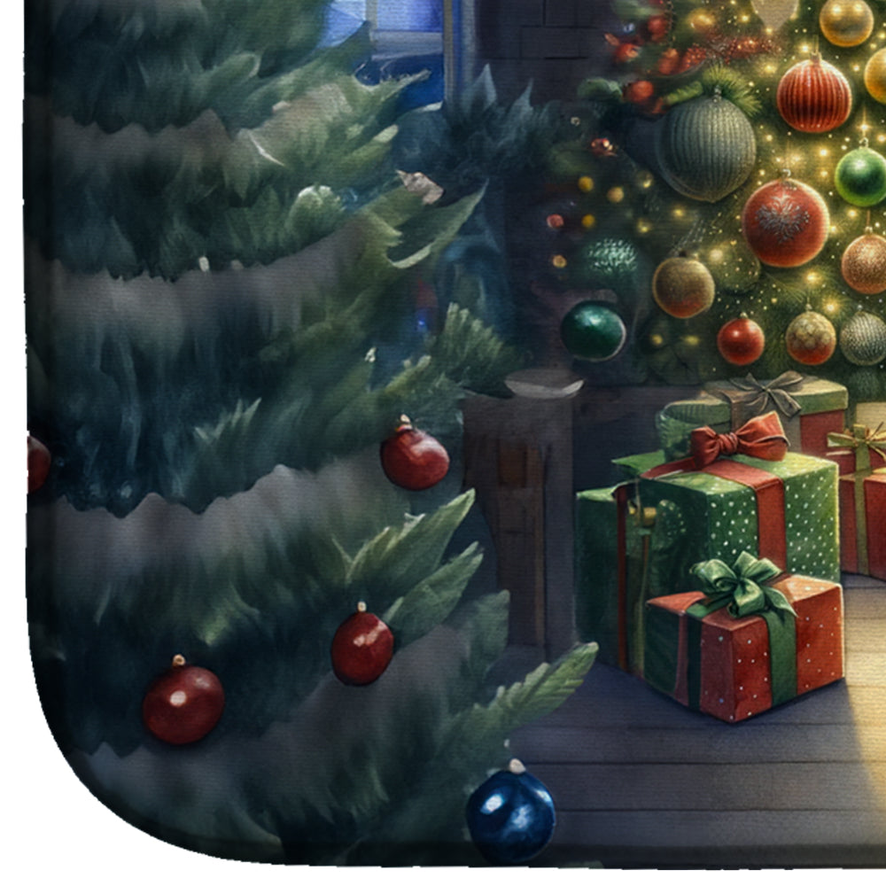 English Bulldog and Santa Claus Dish Drying Mat