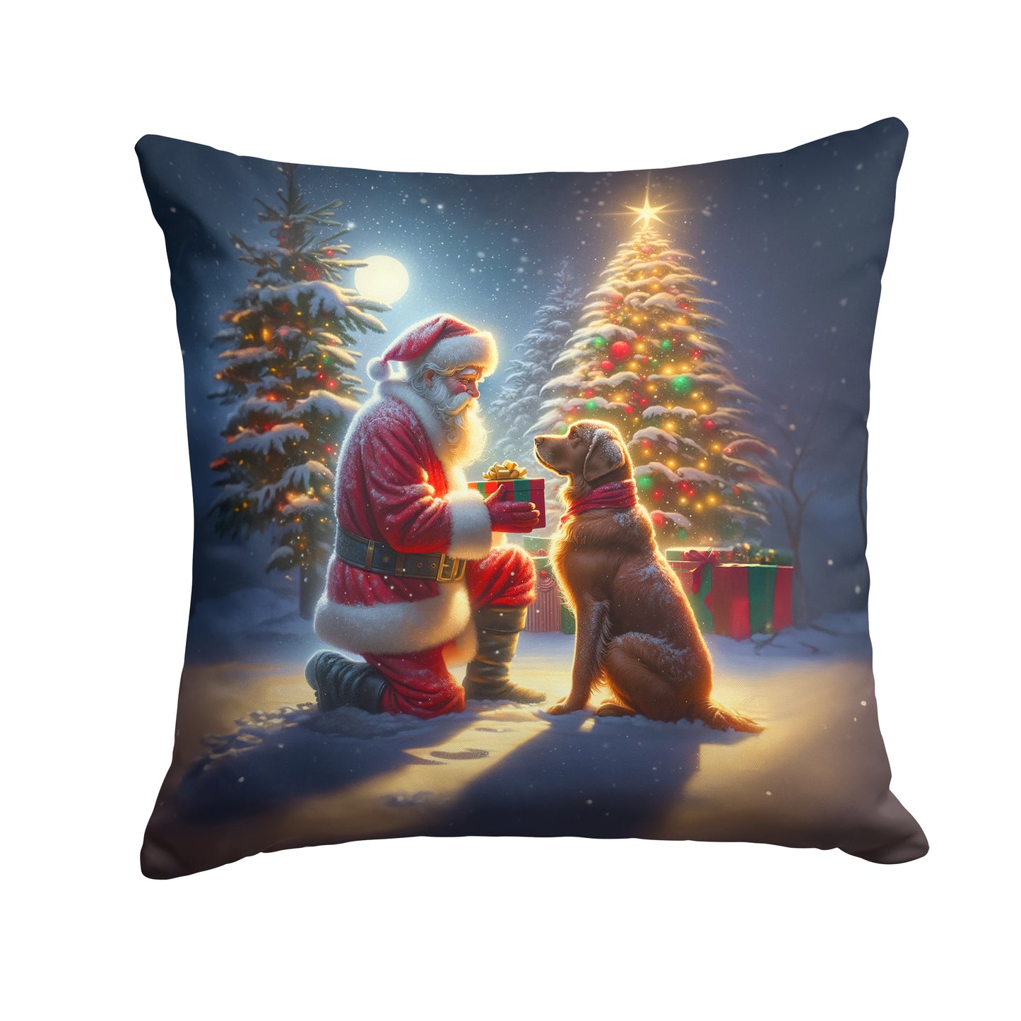 Buy this Chesapeake Bay Retriever and Santa Claus Throw Pillow