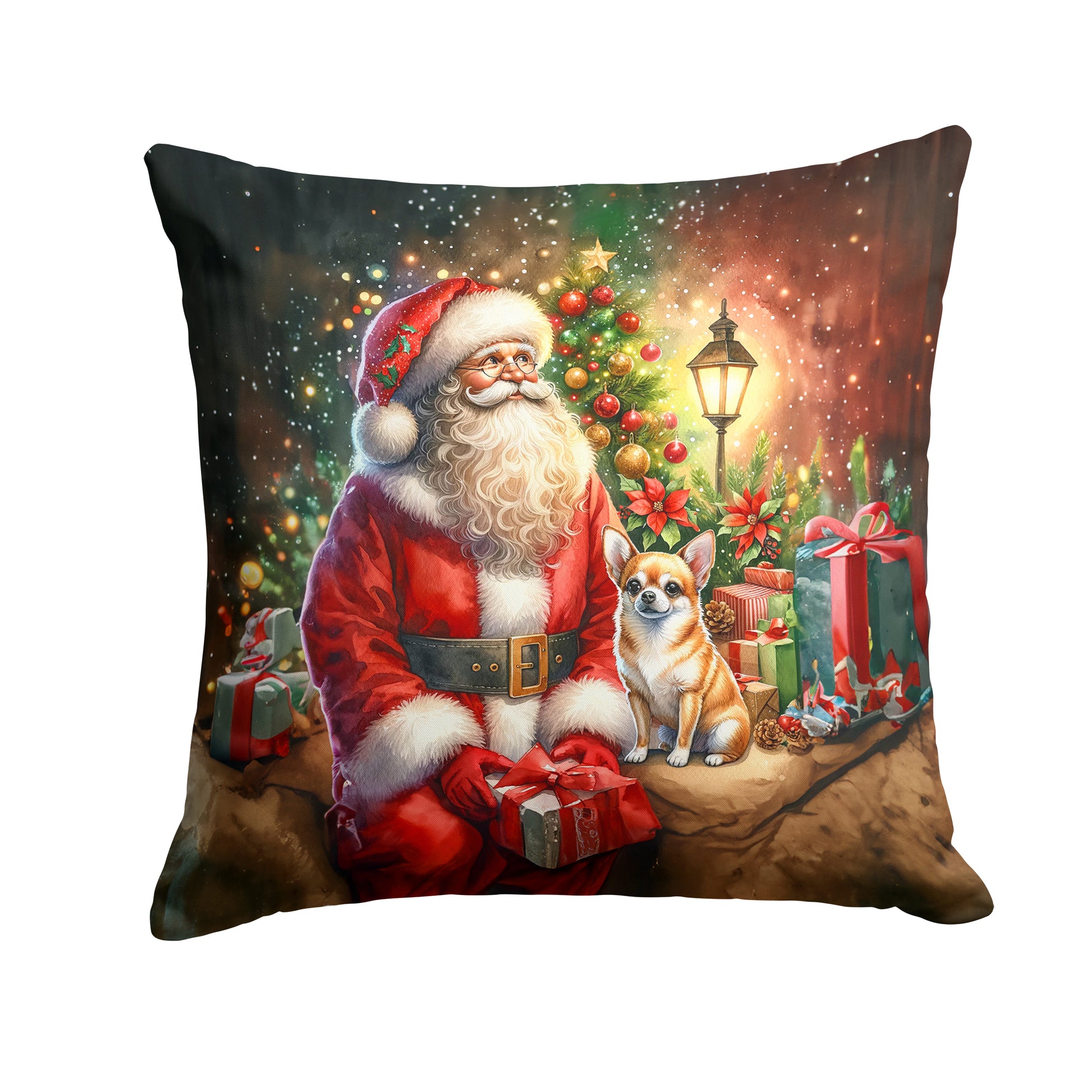 Buy this Chihuahua and Santa Claus Throw Pillow