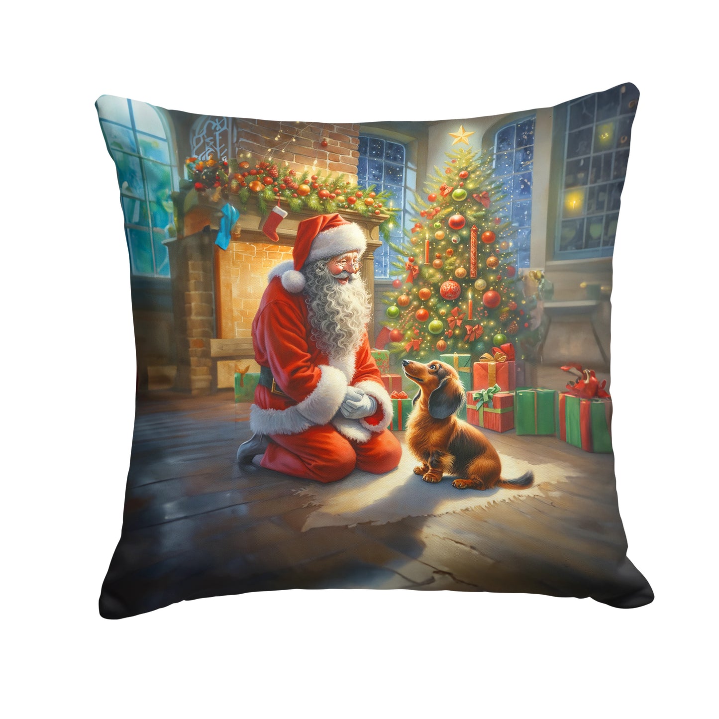 Buy this Dachshund and Santa Claus Throw Pillow