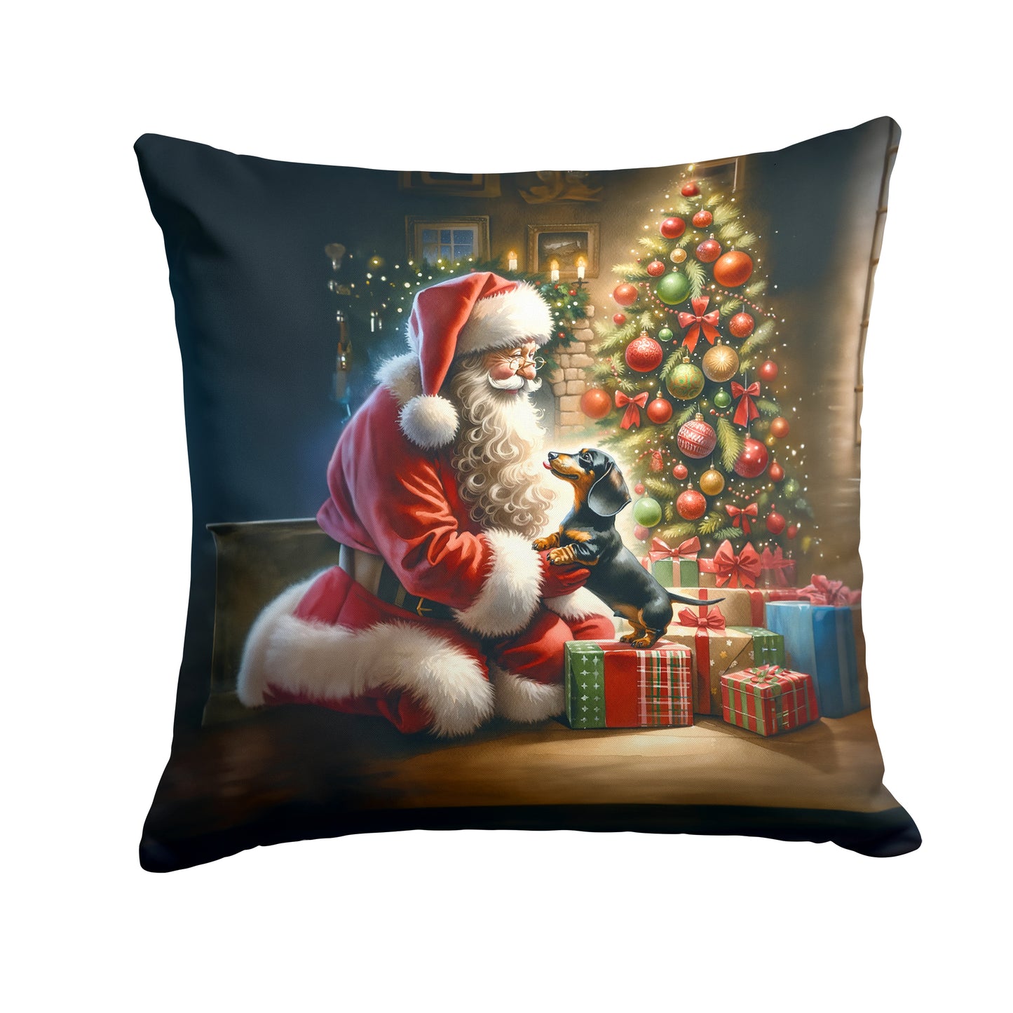 Buy this Dachshund and Santa Claus Throw Pillow