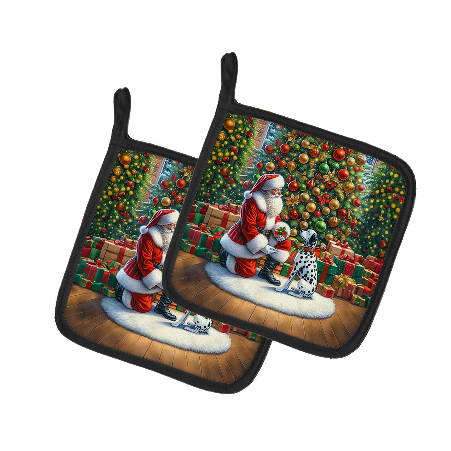 Buy this Dalmatian and Santa Claus Pair of Pot Holders
