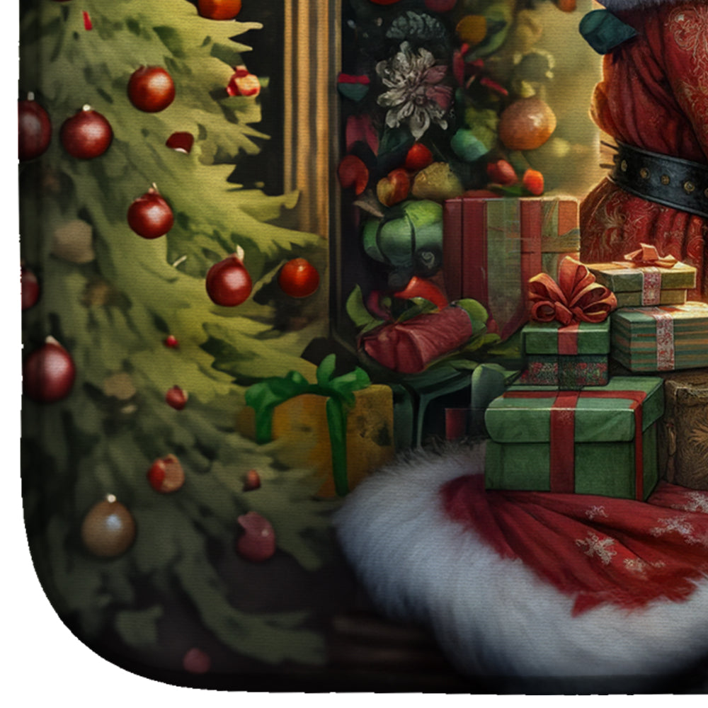 English Setter and Santa Claus Dish Drying Mat