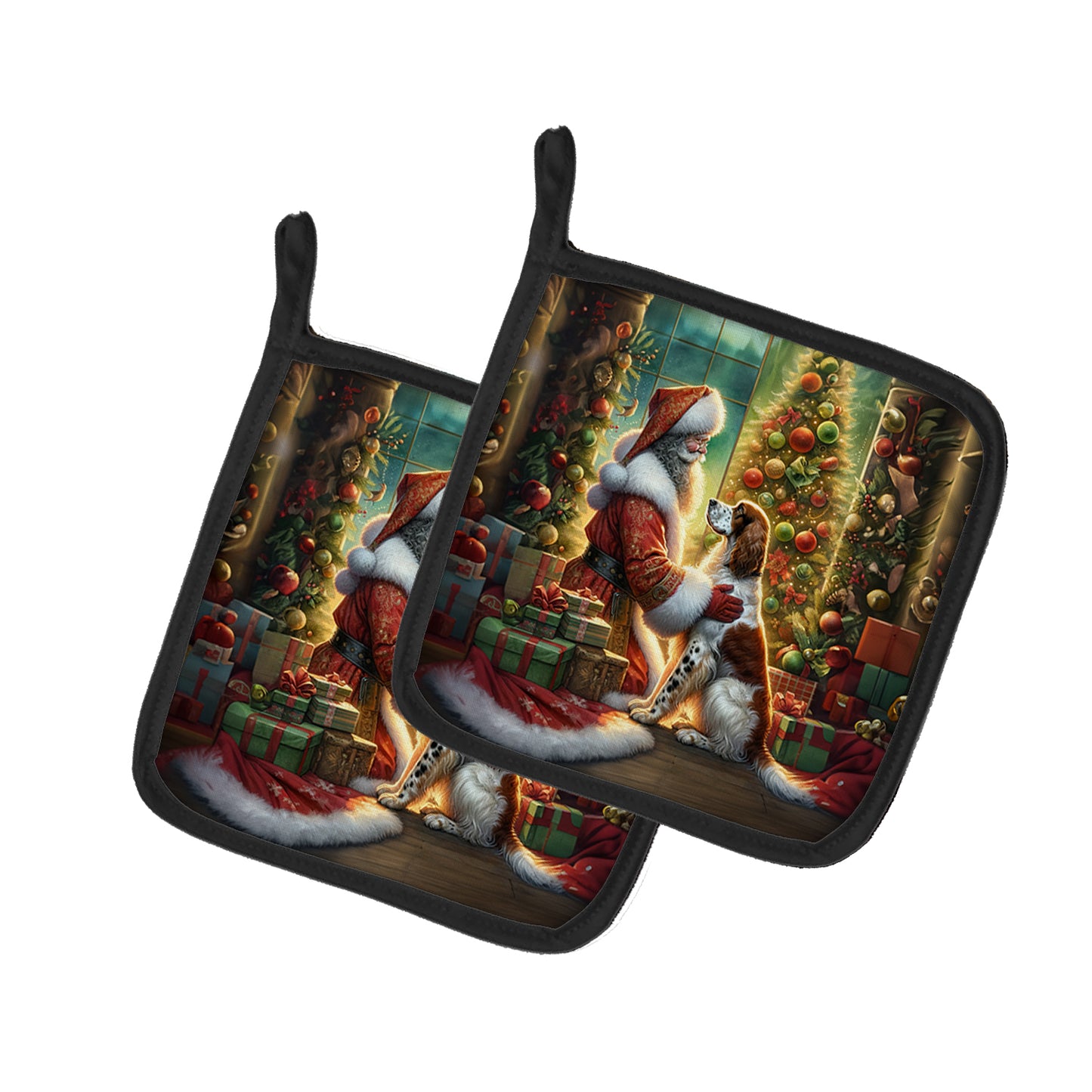 Buy this English Setter and Santa Claus Pair of Pot Holders