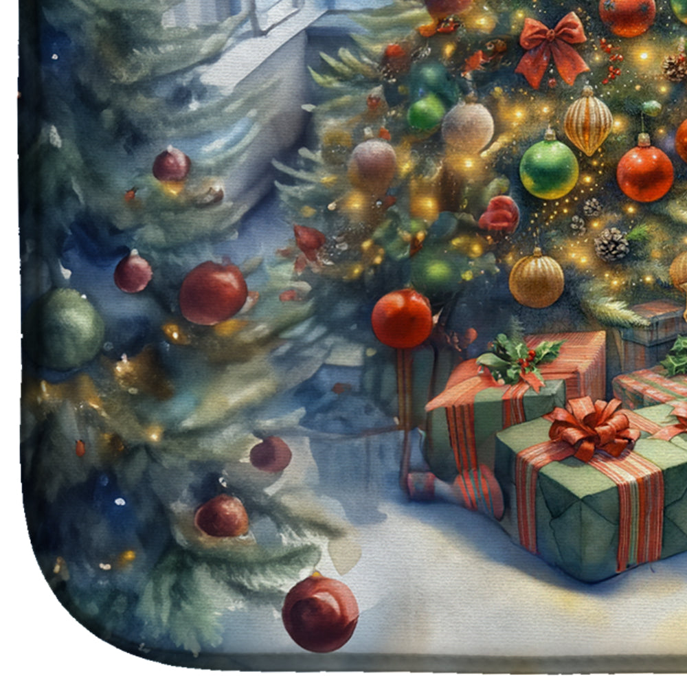 Fox Terrier and Santa Claus Dish Drying Mat