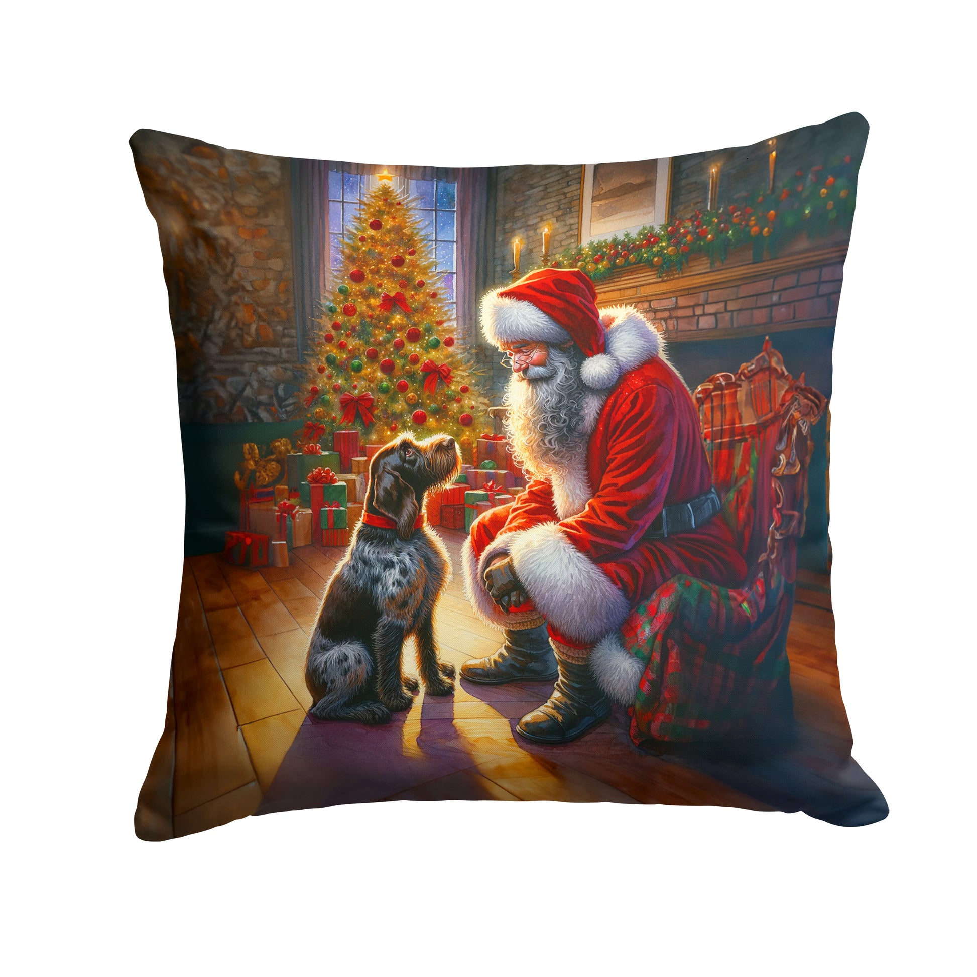 Buy this German Wirehaired Pointer and Santa Claus Throw Pillow