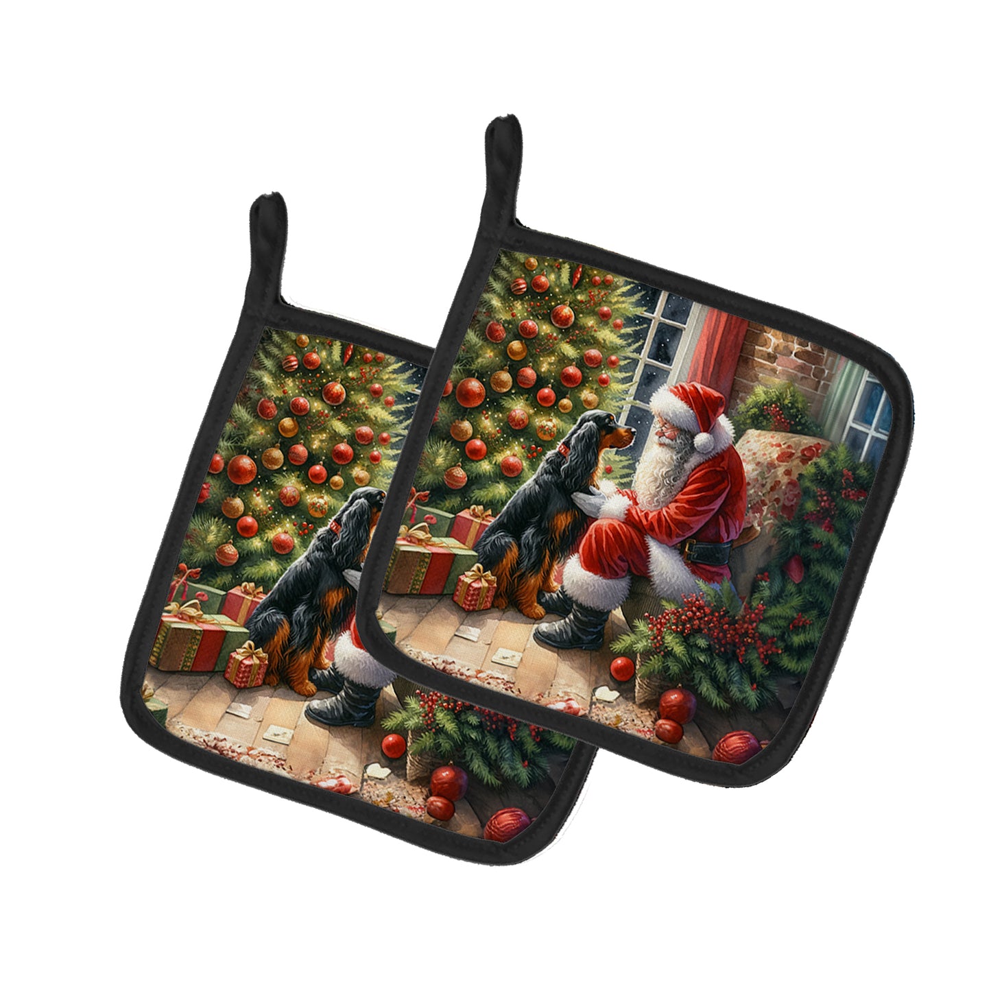 Buy this Gordon Setter and Santa Claus Pair of Pot Holders