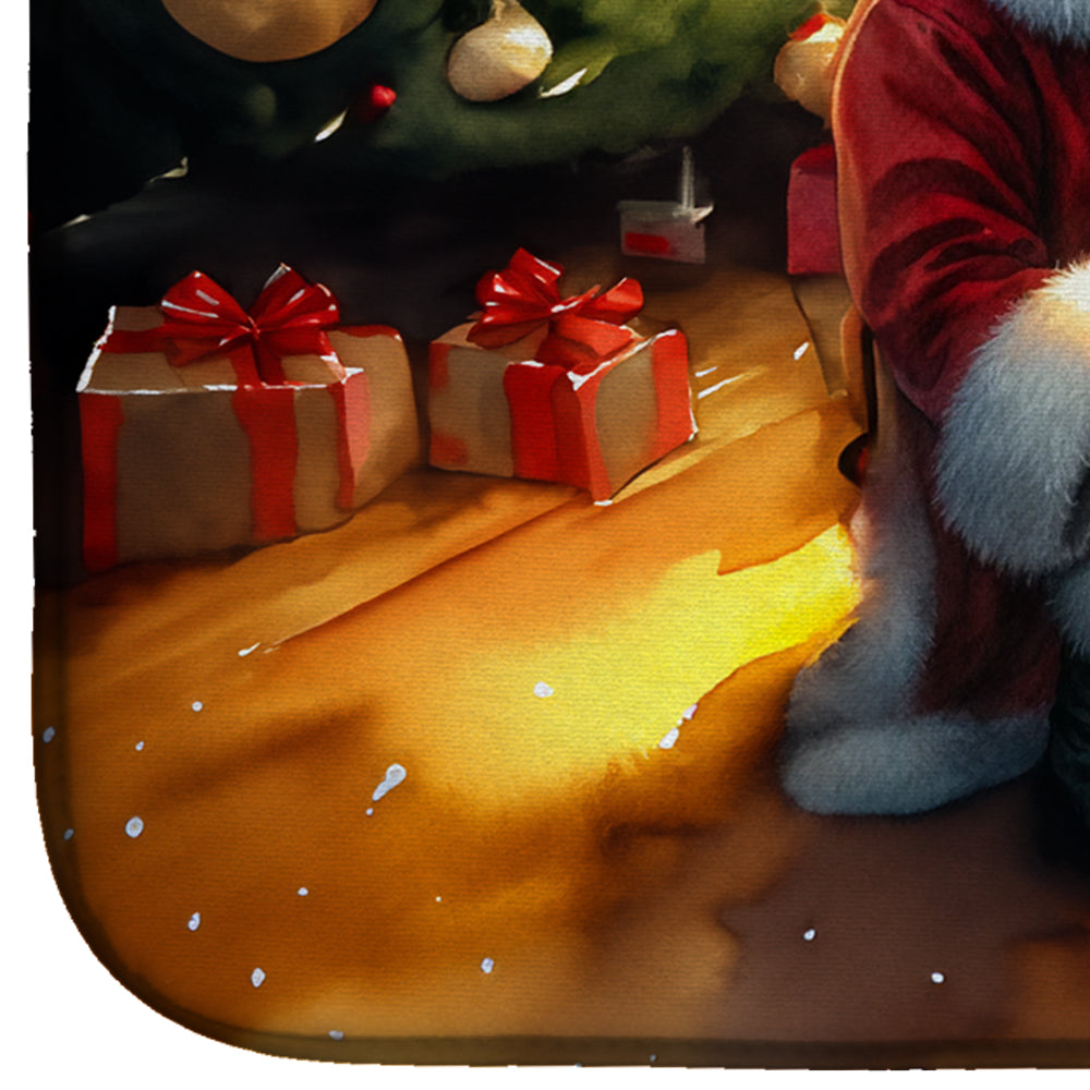 Great Dane and Santa Claus Dish Drying Mat