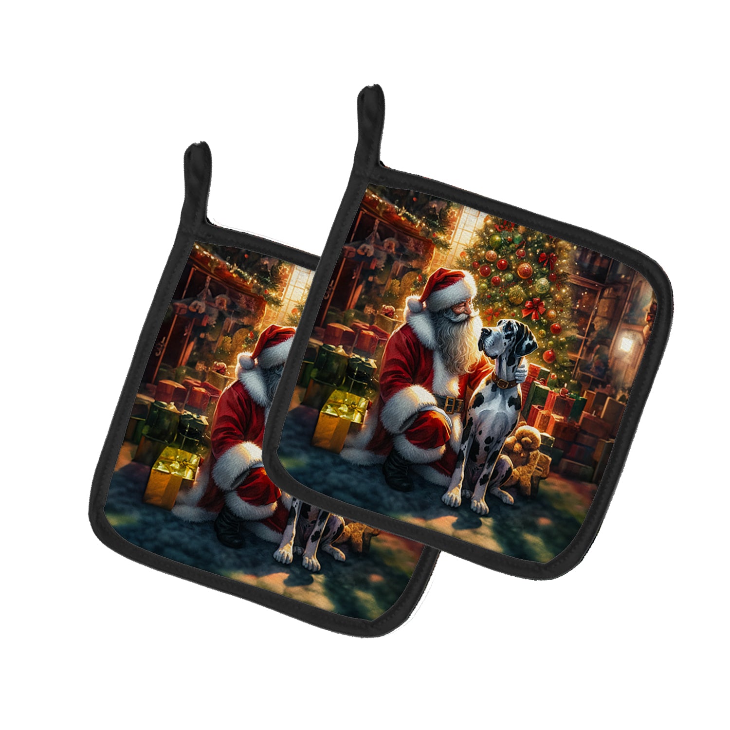 Buy this Great Dane and Santa Claus Pair of Pot Holders