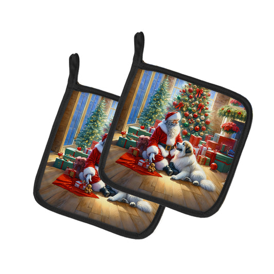 Buy this Great Pyrenees and Santa Claus Pair of Pot Holders