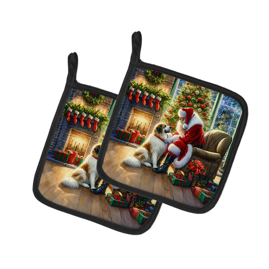 Buy this Great Pyrenees and Santa Claus Pair of Pot Holders