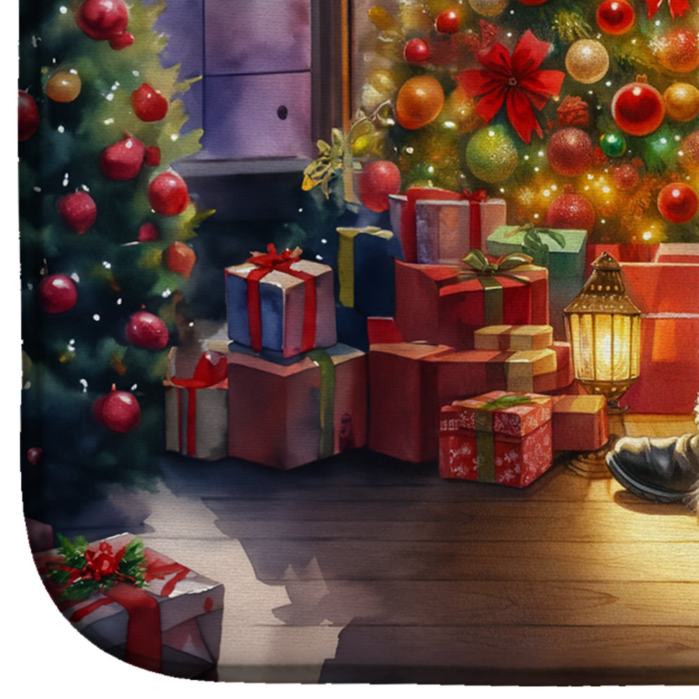 Havanese and Santa Claus Dish Drying Mat