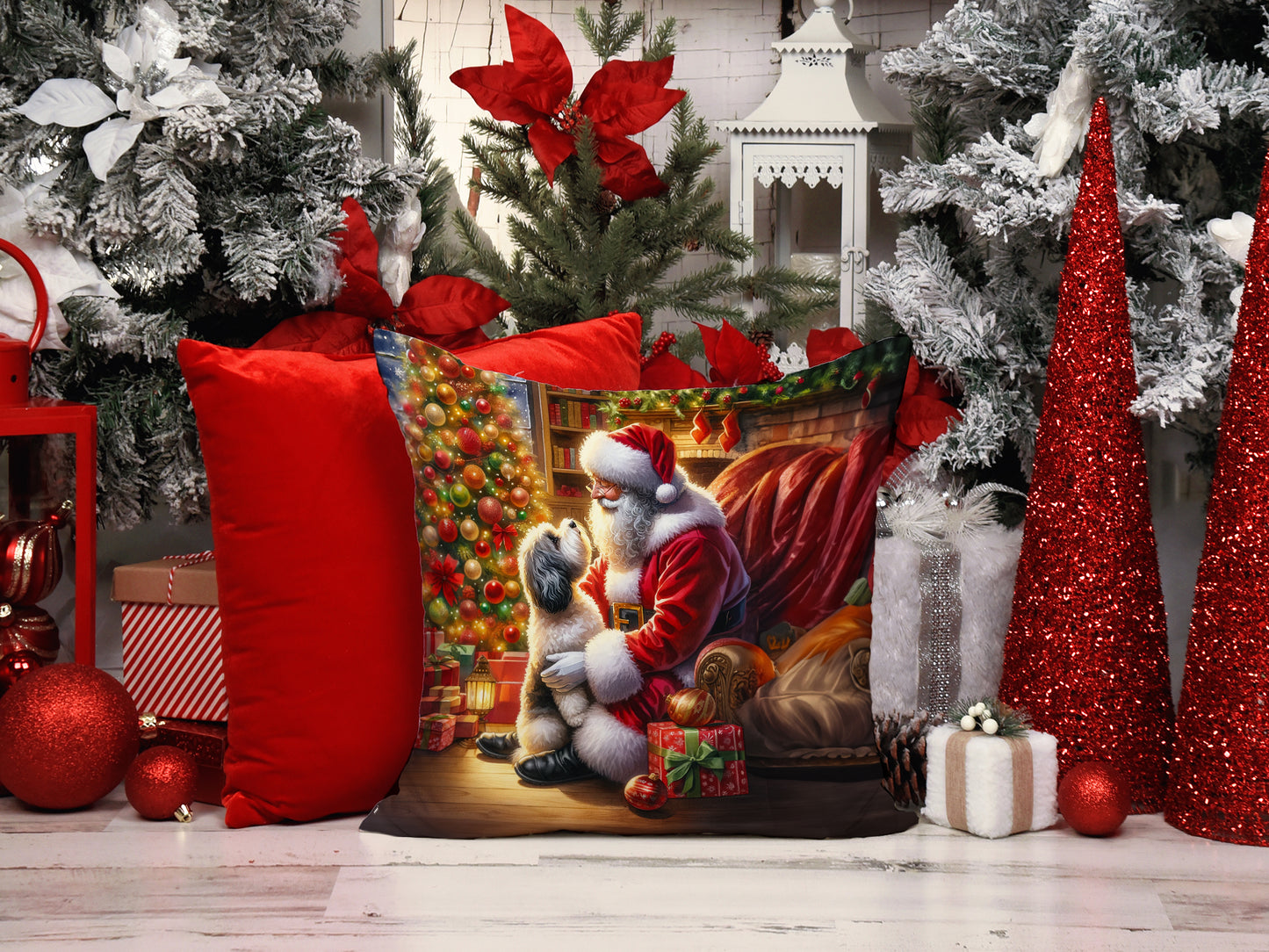 Havanese and Santa Claus Throw Pillow