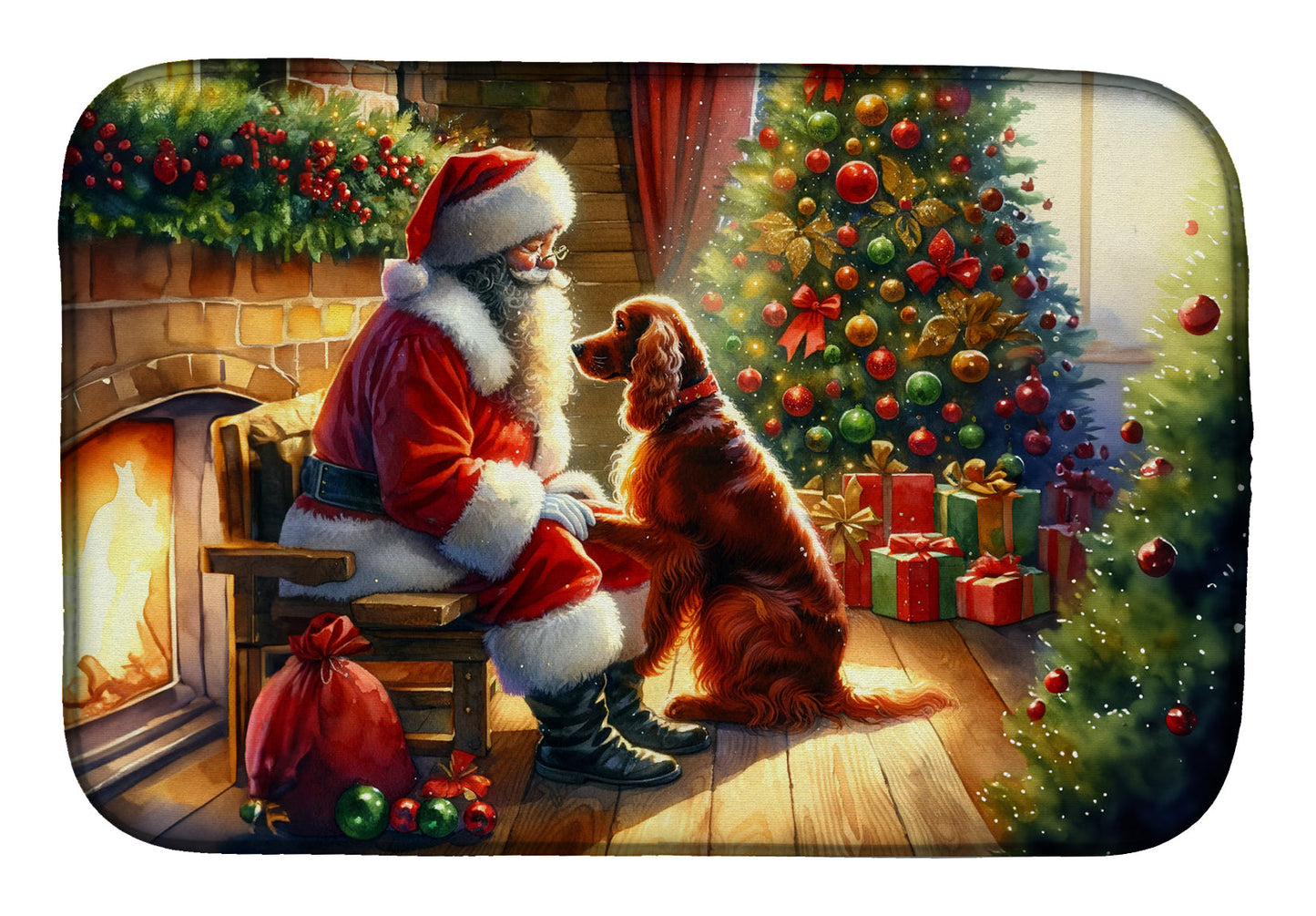 Buy this Irish Setter and Santa Claus Dish Drying Mat