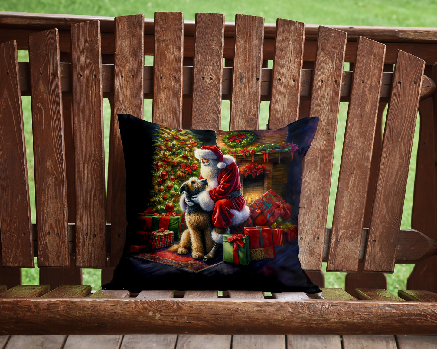 Irish Wolfhound and Santa Claus Throw Pillow