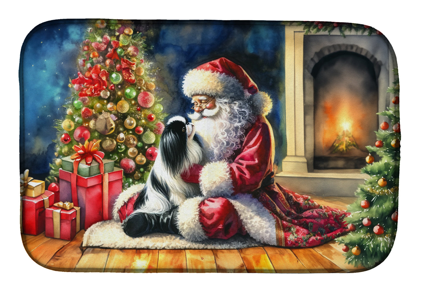 Buy this Japanese Chin and Santa Claus Dish Drying Mat