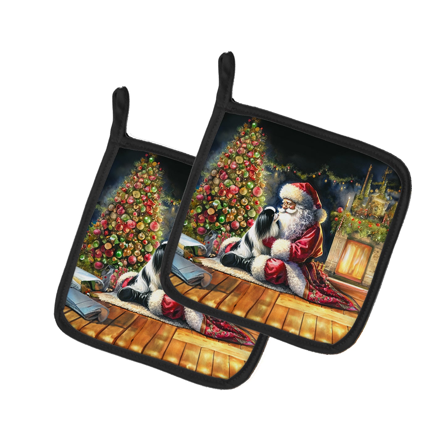 Buy this Japanese Chin and Santa Claus Pair of Pot Holders