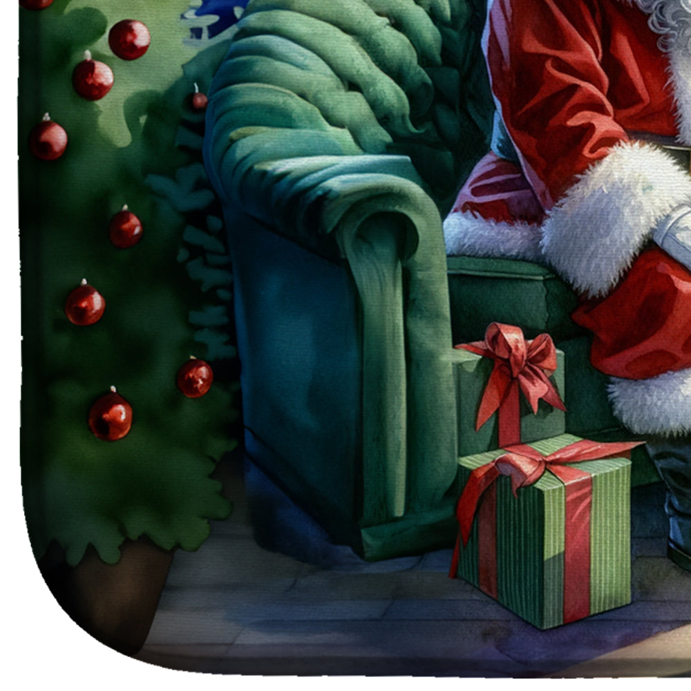 Keeshond and Santa Claus Dish Drying Mat