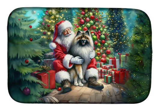 Buy this Keeshond and Santa Claus Dish Drying Mat