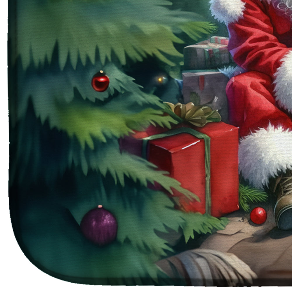 Keeshond and Santa Claus Dish Drying Mat