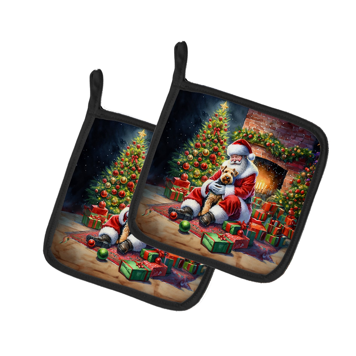 Buy this Lakeland Terrier and Santa Claus Pair of Pot Holders