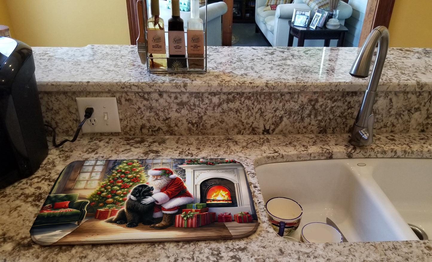 Newfoundland and Santa Claus Dish Drying Mat