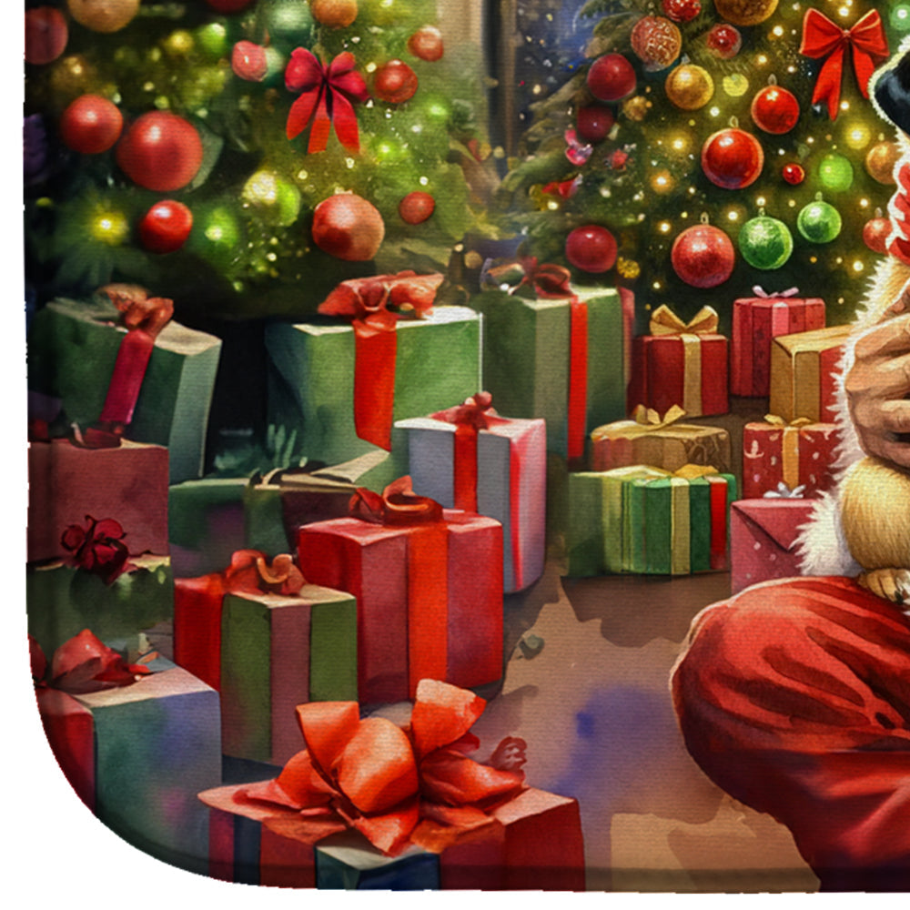 Fawn Pug and Santa Claus Dish Drying Mat