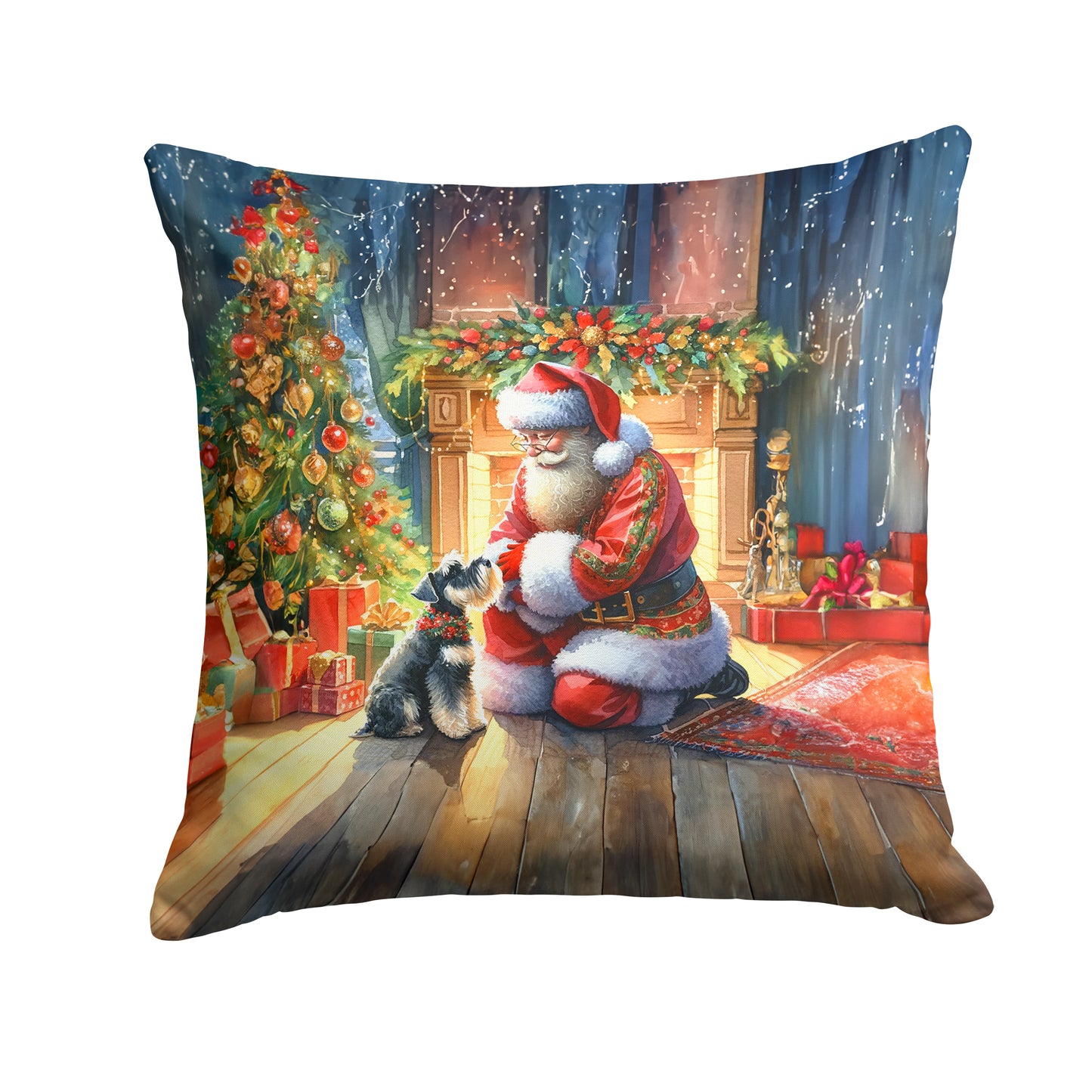 Buy this Schnauzer and Santa Claus Throw Pillow