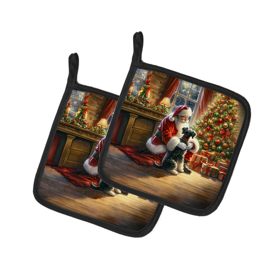 Buy this Schnauzer and Santa Claus Pair of Pot Holders