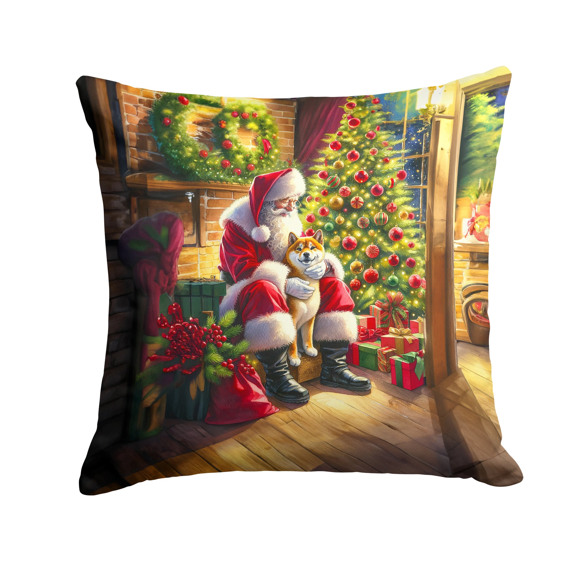 Buy this Shiba Inu and Santa Claus Throw Pillow