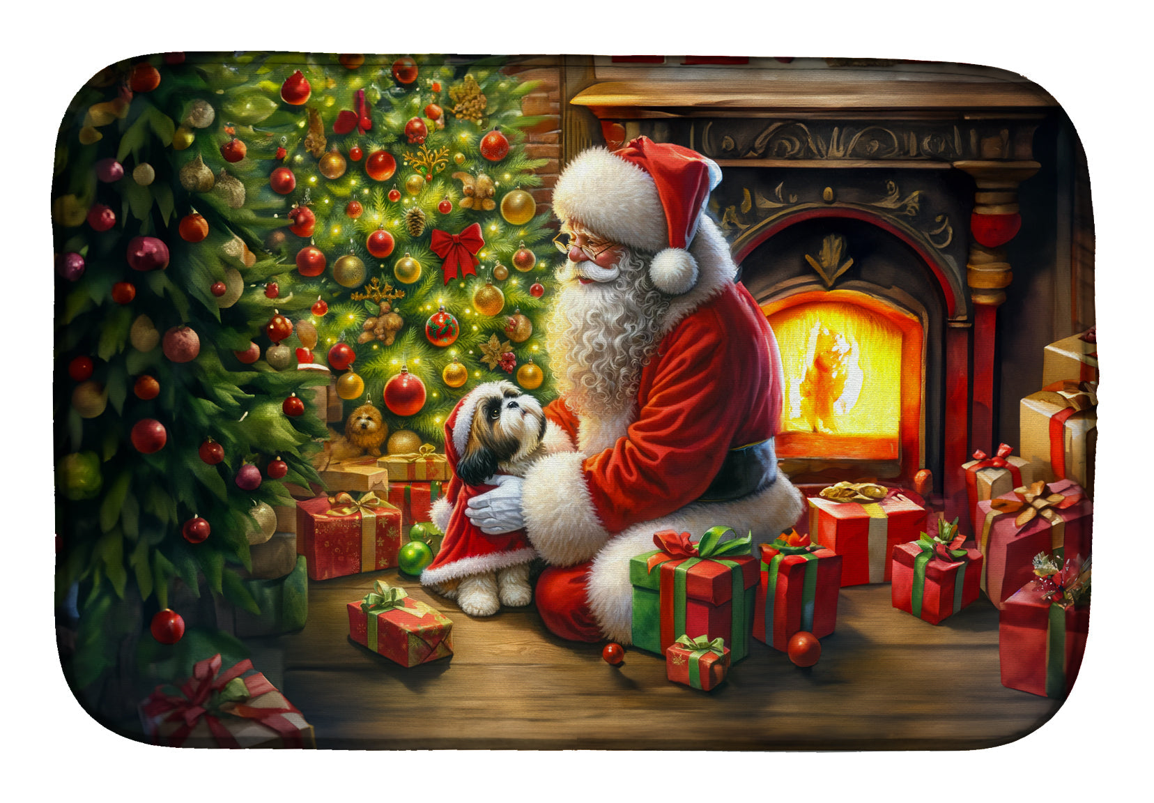 Buy this Shih Tzu and Santa Claus Dish Drying Mat