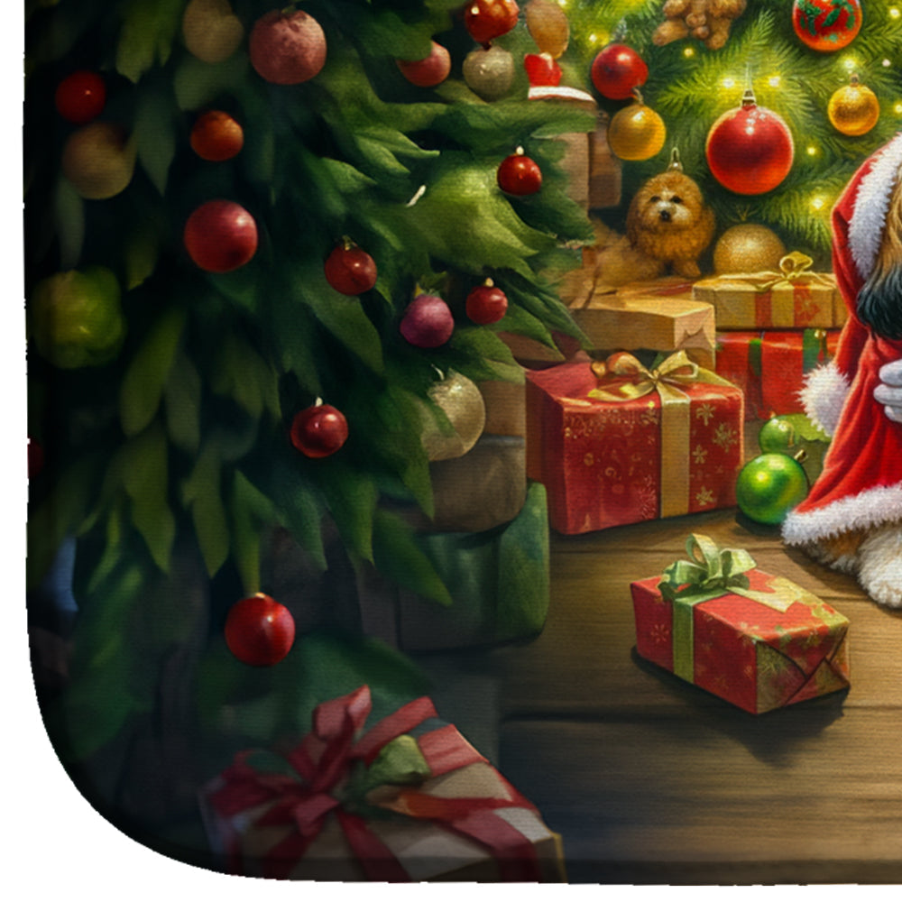 Shih Tzu and Santa Claus Dish Drying Mat